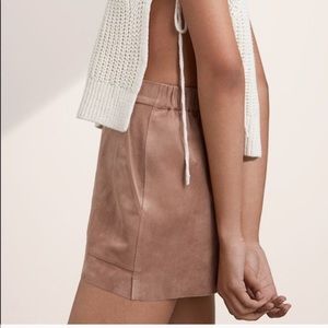 Aritzia Wilfred Tan Suede High Waisted Shorts